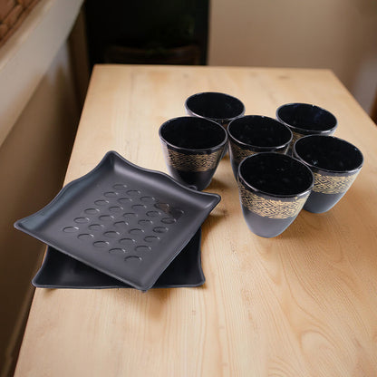 2 Bowl  6 Glass Snacks Set ( 8 Pc Set )