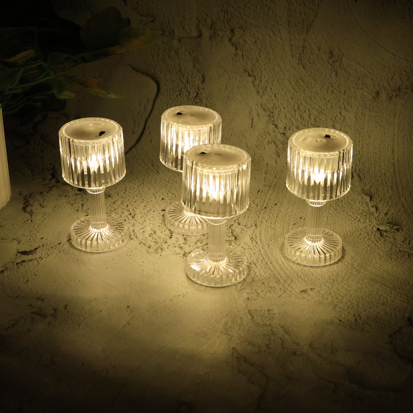 Set Of 4 Led Crystal-effect Table Lamps