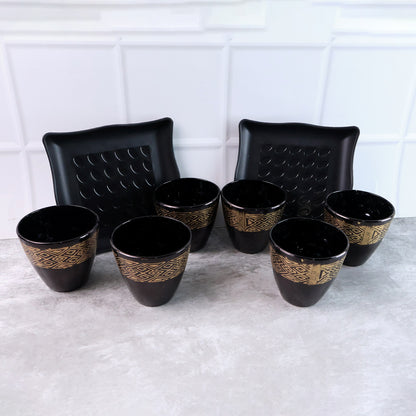 2 Bowl  6 Glass Snacks Set ( 8 Pc Set )
