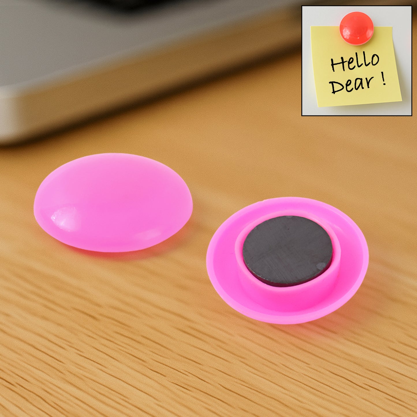 Pink Board Magnets Circular Plastic Buttons (1 Pc)