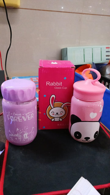 Outdoor Sport Glass Water Bottle (340 Ml  1 Pc  Mix Design)