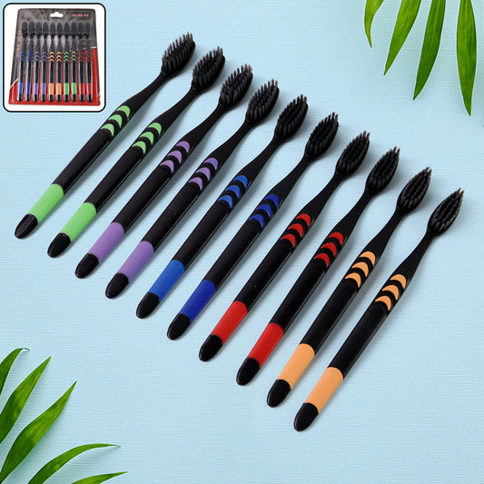 Soft Toothbrush With Plastic Round Box For Men And Women Kids Adultsplastic Toothbrush (10 Pcs Set)