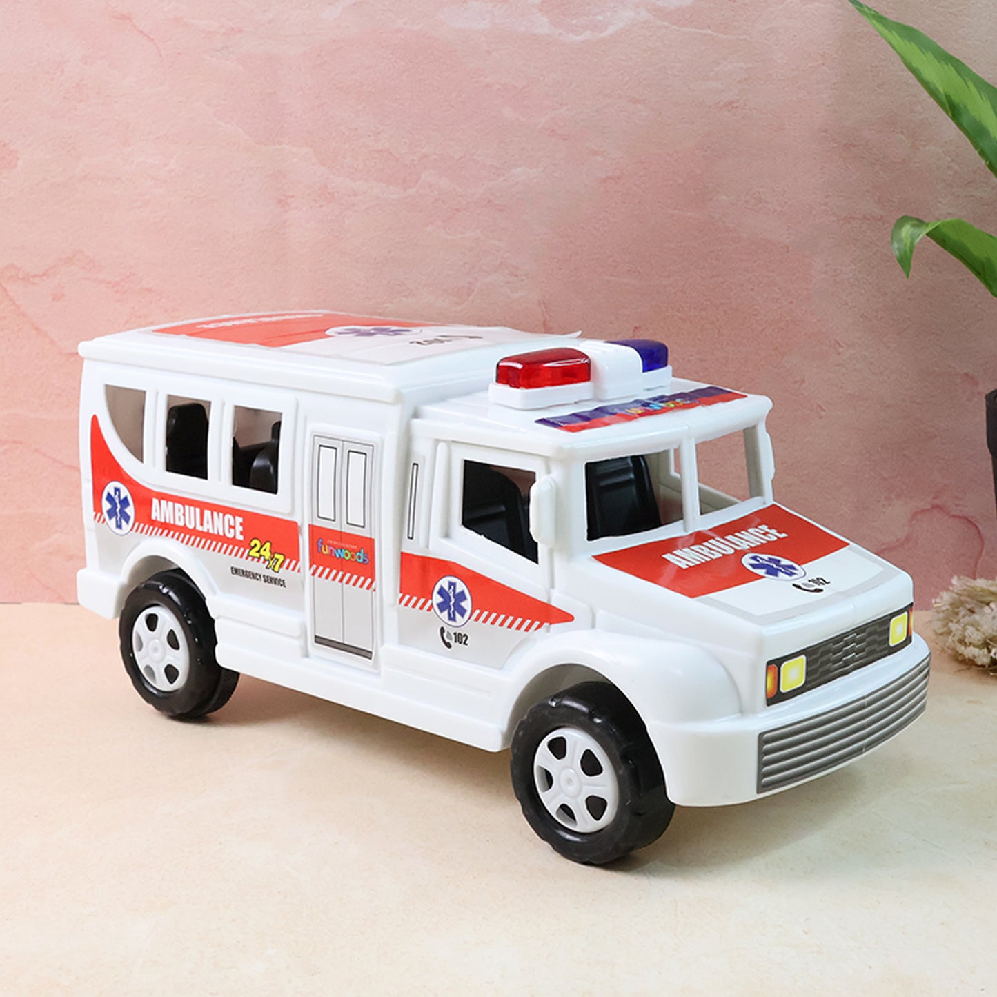 Funwoods Friction Powered Ambulance Toy For Kids (1 Pc)