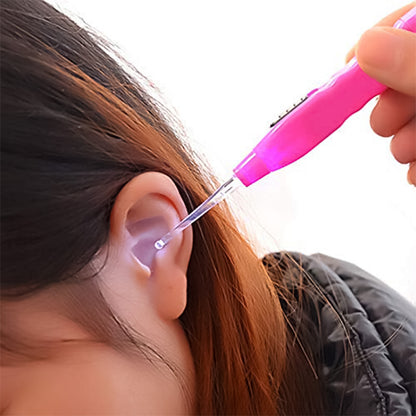 Pink Led Flashlight Earpick With Tweezer (1 Pc)