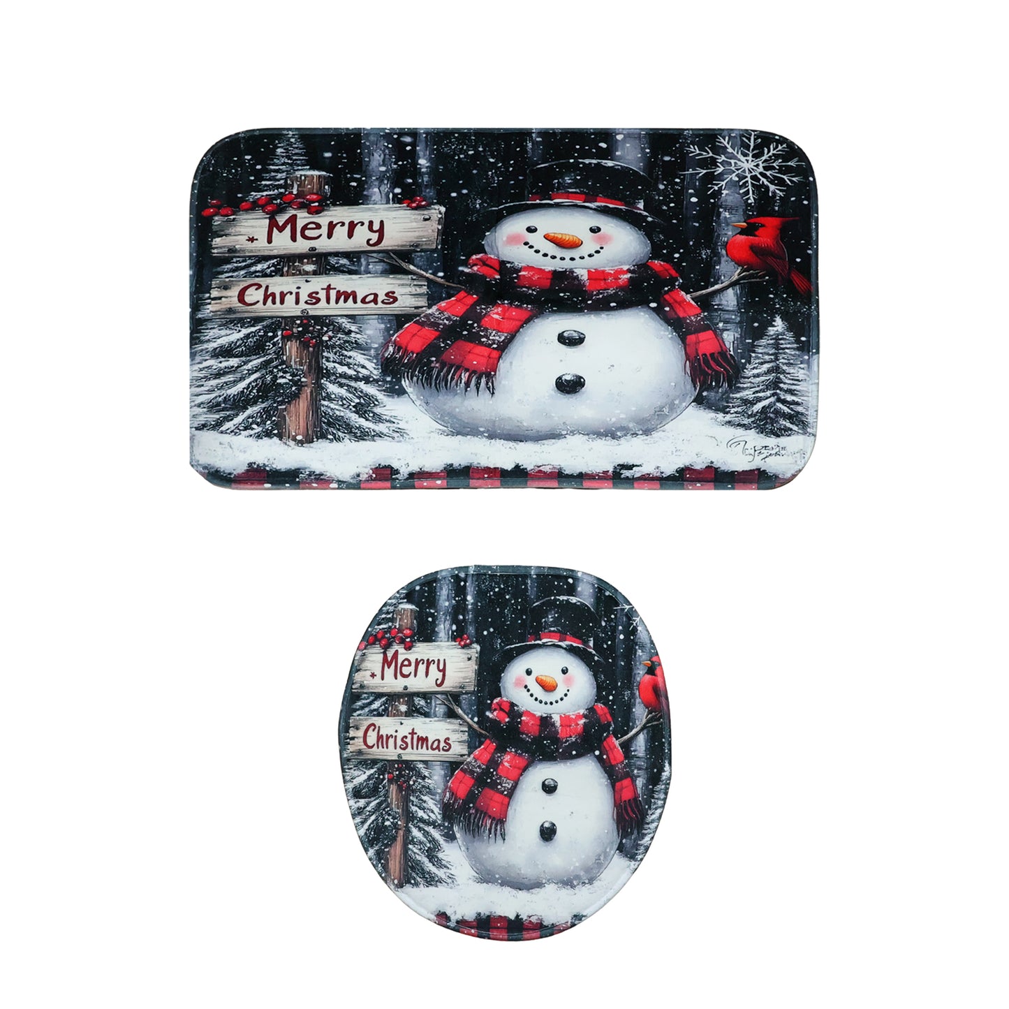 3 In 1 Christmas-themed Bathroom Mat - (1 Set)