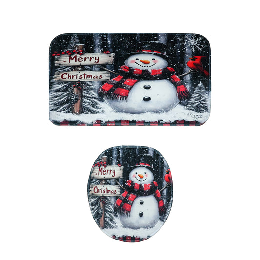3 In 1 Christmas-themed Bathroom Mat - (1 Set)