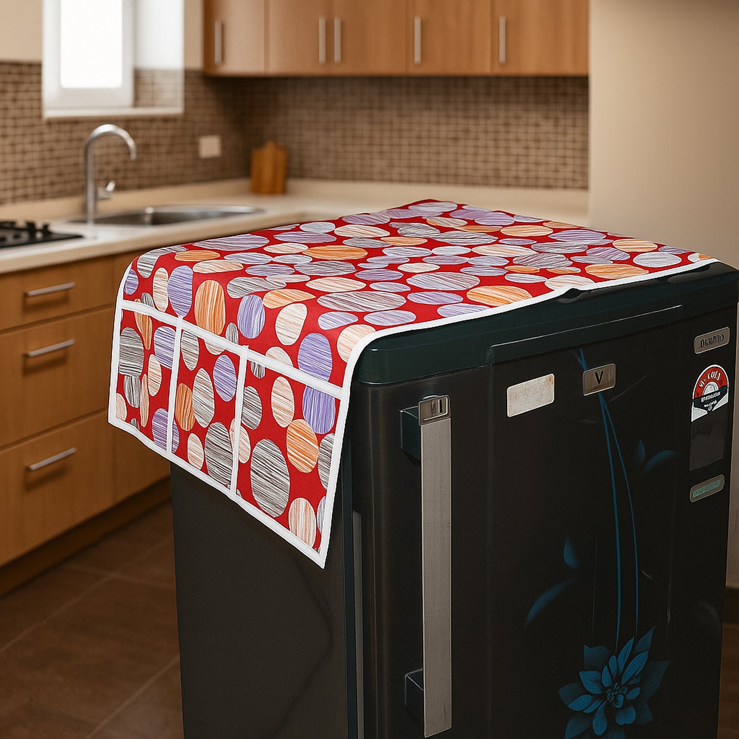 Refrigerator Top Cover With Side Pockets (100x60 Cm  1 Pc)
